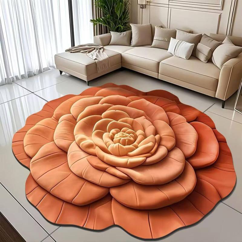 Pfingstrose Blume Fußmatte Zuhause Wohnzimmer Teppich Schmutzabweisend Pflegeleicht Badematte Saugfähige Türmatte Für Küche Badezimmer Eingangsbereich 160*160cm orange von Joom DACH