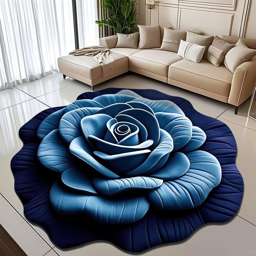 Pfingstrose Blume Fußmatte Zuhause Wohnzimmer Teppich Schmutzabweisend Pflegeleicht Badematte Saugfähige Türmatte Für Küche Badezimmer Eingangsbereich 160*160cm blassblau von Joom DACH