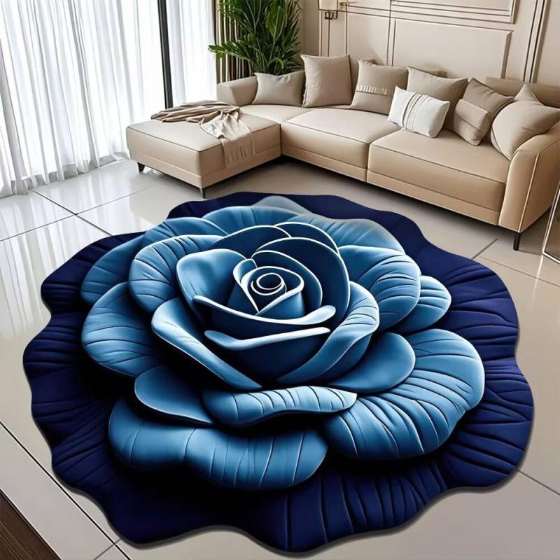 Pfingstrose Blume Fußmatte Zuhause Wohnzimmer Teppich Schmutzabweisend Pflegeleicht Badematte Saugfähige Türmatte Für Küche Badezimmer Eingangsbereich 160*160cm blassblau von Joom DACH