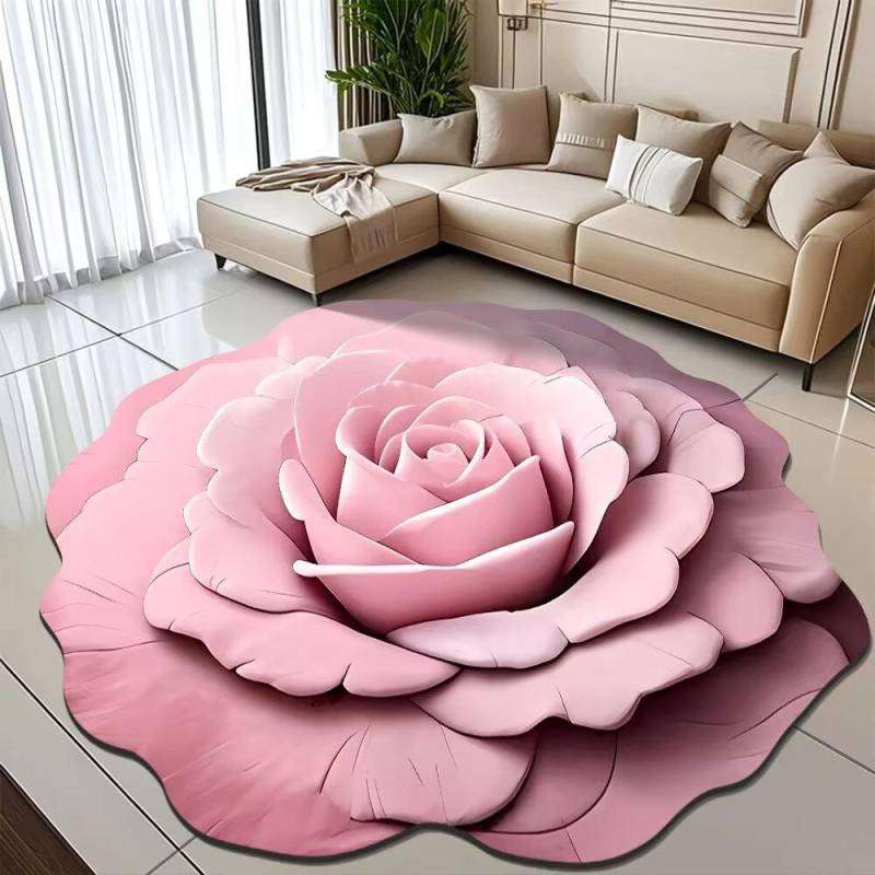 Pfingstrose Blume Fußmatte Zuhause Wohnzimmer Teppich Schmutzabweisend Pflegeleicht Badematte Saugfähige Türmatte Für Küche Badezimmer Eingangsbereich 160*160cm rosa von Joom DACH