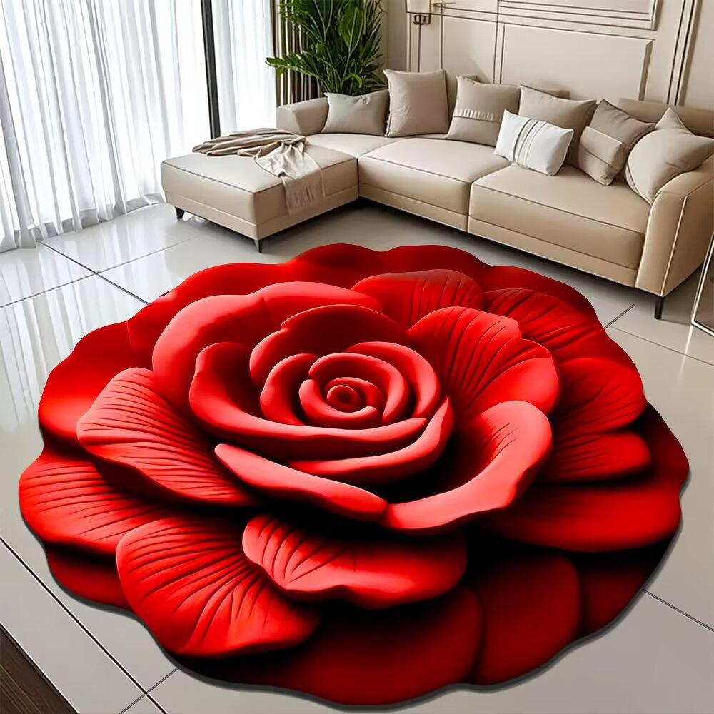 Pfingstrose Blume Fußmatte Zuhause Wohnzimmer Teppich Schmutzabweisend Pflegeleicht Badematte Saugfähige Türmatte Für Küche Badezimmer Eingangsbereich 160*160cm rot von Joom DACH