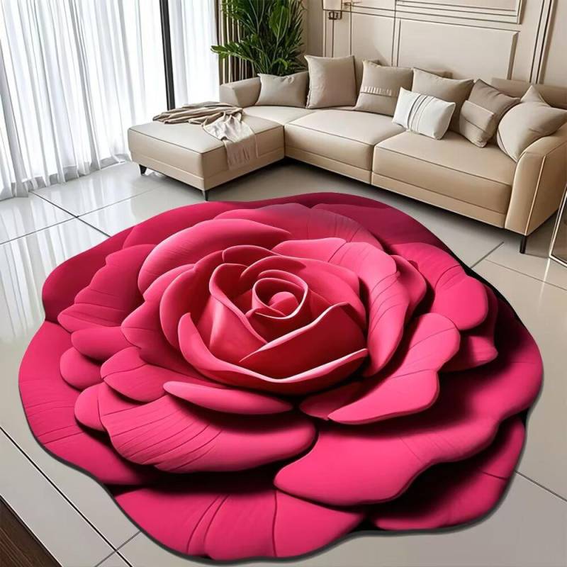 Pfingstrose Blume Fußmatte Zuhause Wohnzimmer Teppich Schmutzabweisend Pflegeleicht Badematte Saugfähige Türmatte Für Küche Badezimmer Eingangsbereich 160*160cm hellrosa von Joom DACH