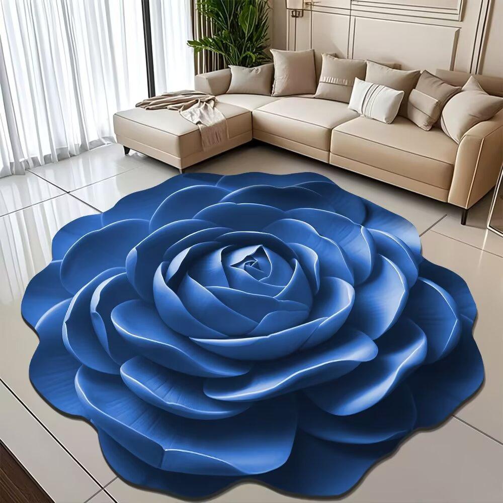 Pfingstrose Blume Fußmatte Zuhause Wohnzimmer Teppich Schmutzabweisend Pflegeleicht Badematte Saugfähige Türmatte Für Küche Badezimmer Eingangsbereich 50*50cm blau von Joom DACH