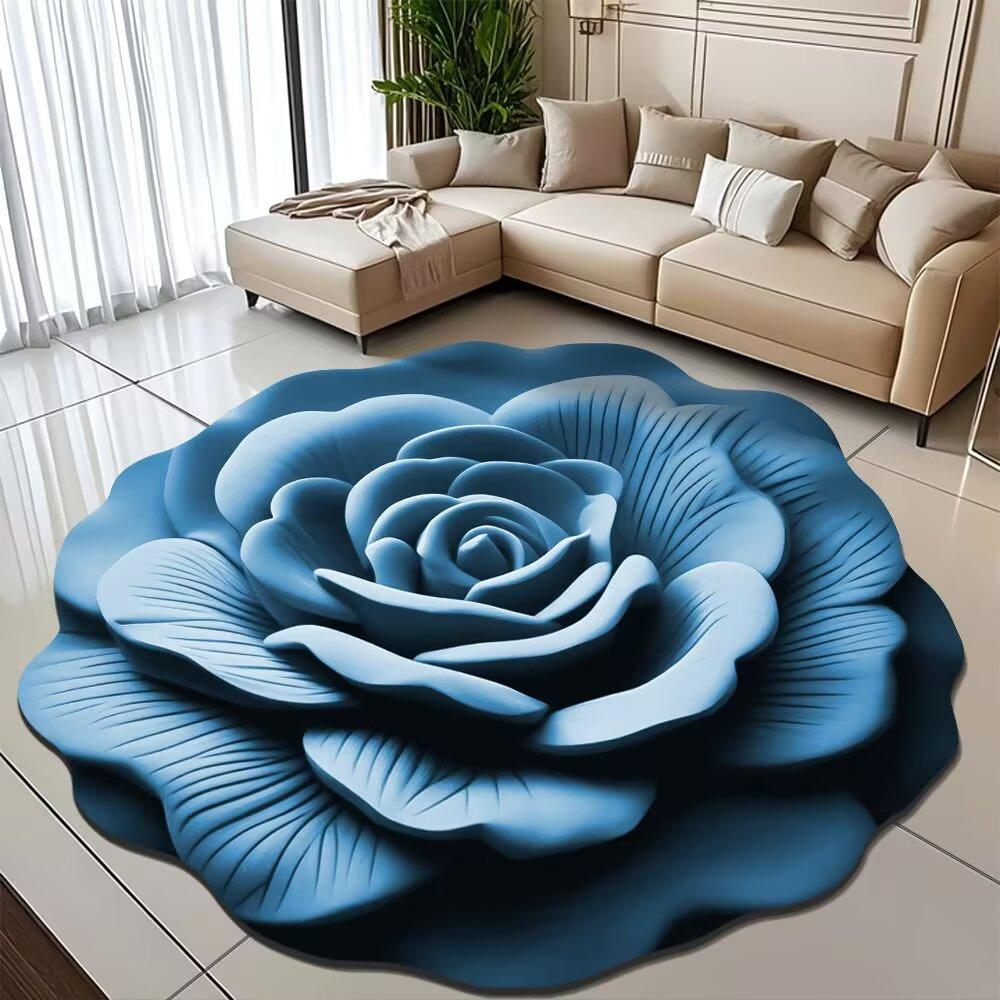 Pfingstrose Blume Fußmatte Zuhause Wohnzimmer Teppich Schmutzabweisend Pflegeleicht Badematte Saugfähige Türmatte Für Küche Badezimmer Eingangsbereich 60*60cm navy blau von Joom DACH