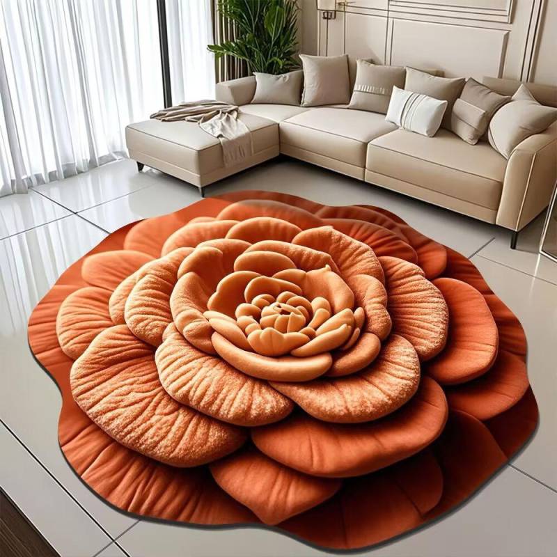 Pfingstrose Blume Fußmatte Zuhause Wohnzimmer Teppich Schmutzabweisend Pflegeleicht Badematte Saugfähige Türmatte Für Küche Badezimmer Eingangsbereich 80*80cm helle orange von Joom DACH