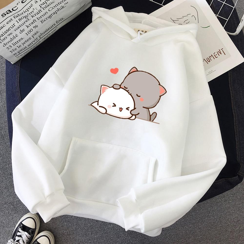 Pfirsich Katze Kawaii Druck Frauen Hoodie lässig übergroße Pullover beliebte Streetwear Mode Sweatshirt paar Kleidung XL von Joom DACH