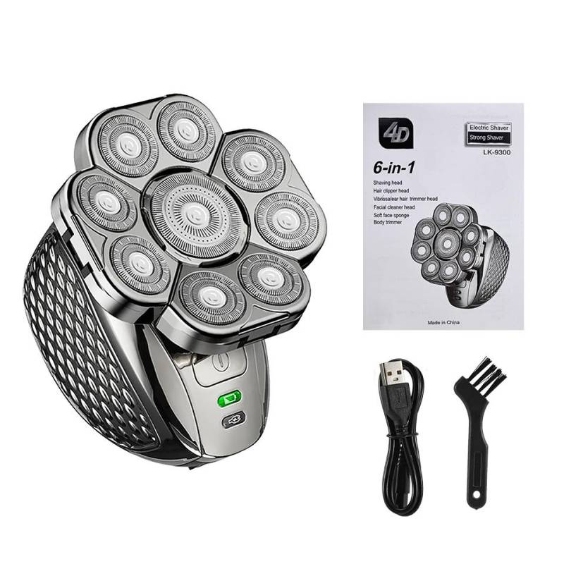 Pflegeset für Männer, elektrischer Rasierer mit 9 Schneidköpfen und schwebendem Kopf, Multifunktionsrasierer, wiederaufladbar über USB, 6-in-1-Nass-/Trockenrasierer für Glatzen Pflegeset für Männer, elektrischer Rasierer mit 9 Schneidköpfen und schwebendem Kopf, Multifunktionsrasierer, wiederaufladbar über USB, 6-in-1-Nass-/Trockenrasierer für Glatzen von Joom DACH