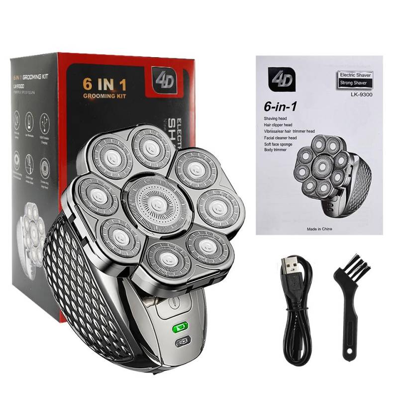 Pflegeset für Männer, elektrischer Rasierer mit 9 Schneidköpfen und schwebendem Kopf, Multifunktionsrasierer, wiederaufladbar über USB, 6-in-1-Nass-/Trockenrasierer für Glatzen Pflegeset für Männer, elektrischer Rasierer mit 9 Schneidköpfen und schwebendem Kopf, Multifunktionsrasierer, wiederaufladbar über USB, 6-in-1-Nass-/Trockenrasierer für Glatzen von Joom DACH