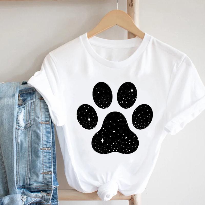 Pfote Hund Haustier Frauen Druck Kurzarm T-shirt Casual Mode Kleidung T T-shirt Top Druck Weibliche Kleidung Grafik T-shirt XXL weiß von Joom DACH
