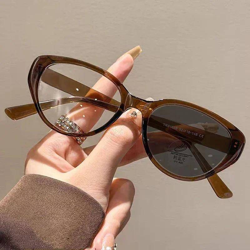 Photochrome Myopie-Brille mit Blaulichtfilter, ultraleichte Katzenaugen-Nahsichtbrille, hochauflösende optische Brille für Damen -1.0 von Joom DACH