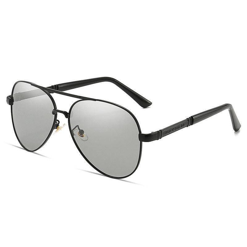 Photochrome polarisierte Sonnenbrille für Herren mit Metallrahmen, modisches Design, Pilotenbrille für Männer, UV400-Schutz, blendfreie Autofahrer-Sonnenbrille schwarz von Joom DACH
