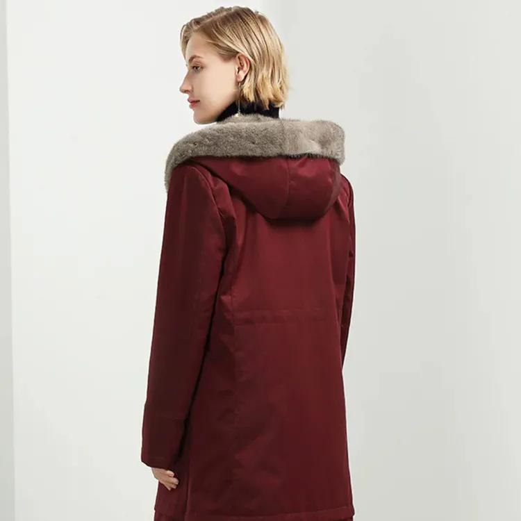 Pie Overcome Damen Mittellange Taillenjacke Nick Fur Coat Kunstpelzmantel XXXXL bordeaux von Joom DACH