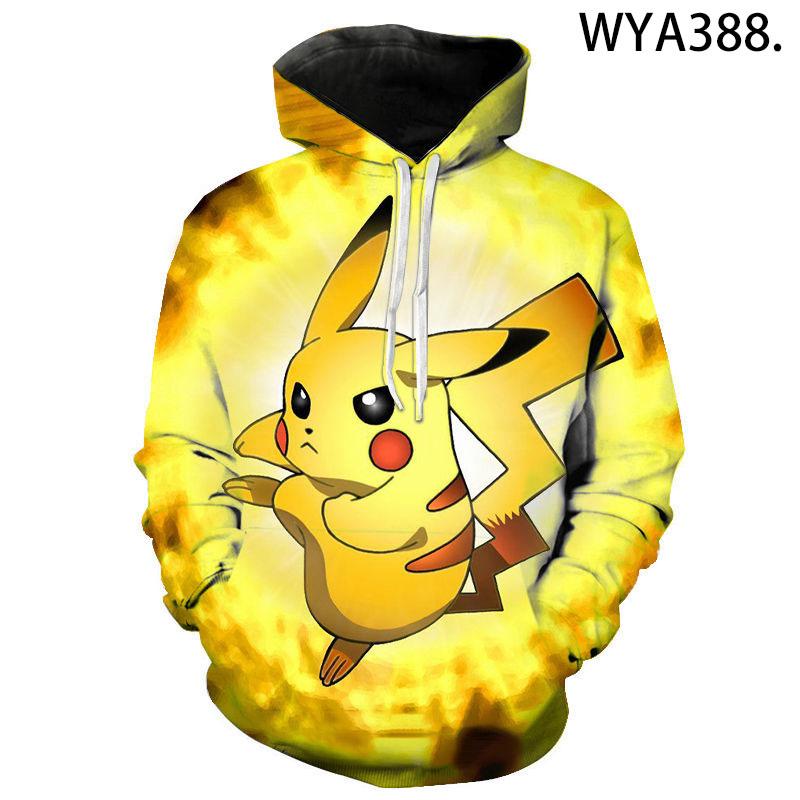 Pikachu Kapuzenpullover mit Cartoon-Print für Kinder, Pokémon-Anzug, Langarm-Pullover, lustig, geeignet für Kinder 130 von Joom DACH