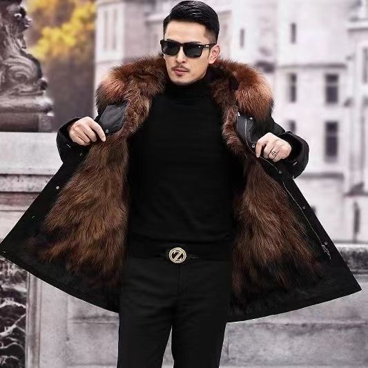 Pike Suit Herren Mittellange bis lange warme Lederjacke Dicke übergroße Kunstpelzjacke 3XL von Joom DACH