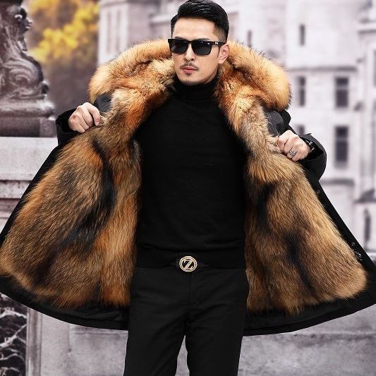 Pike Suit Herren Mittellange bis lange warme Lederjacke Dicke übergroße Kunstpelzjacke 4XL von Joom DACH