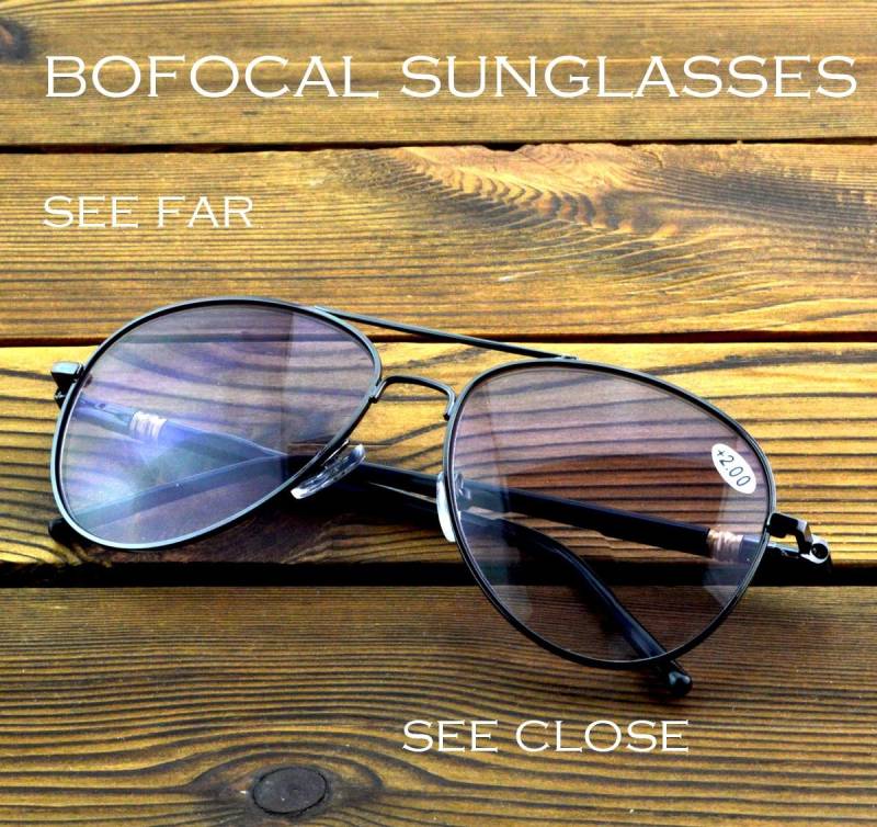 Pilot Double Bridge graue Gläser Bifokale Lesesonnenbrille +0,75 bis +4 Sehen Sie nah und fern im Freien und in Innenräumen +0.75 schwarz von Joom DACH