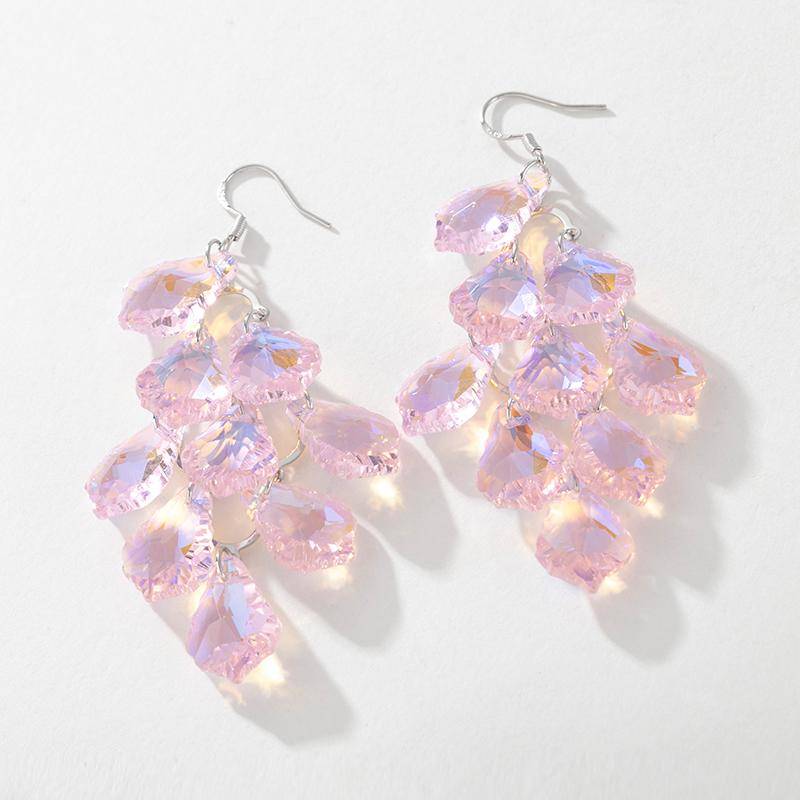 Pinkdudu Mode Neue Super Flash Lila Quadratischen Kristall Lange Schnur Tropfen Ohrringe Leuchtenden Roten Ohrring für Frauen Schmuck PD1004 rosa von Joom DACH