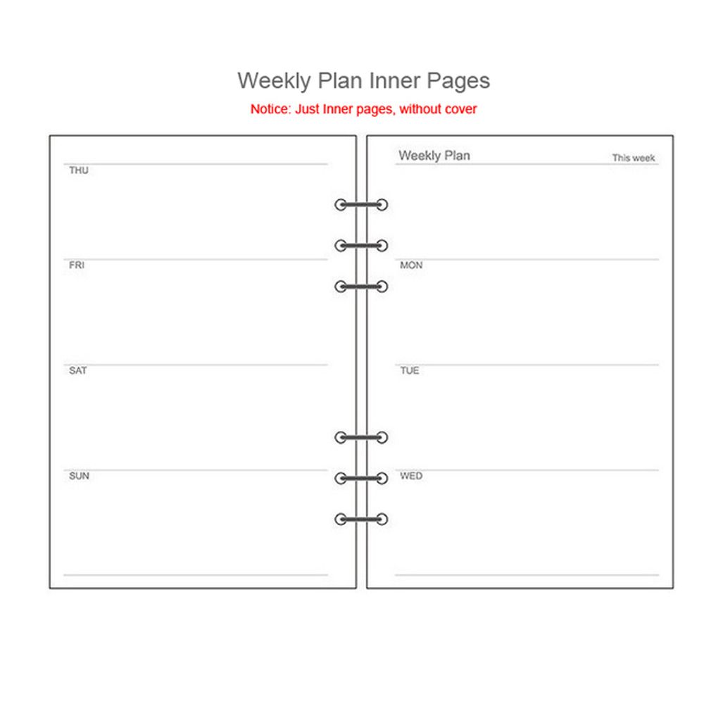 Planer A5 A6 A7 To-do-Liste, Papier, Nachfüll-Notizbuch, Nachfüllbinder, Innenseite, lose Blätter, Innenseite A6-Weekly plan von Joom DACH