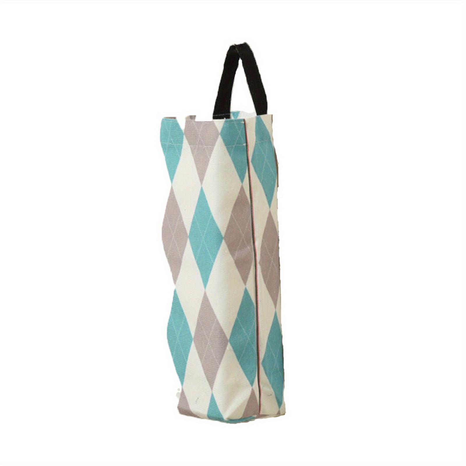 Plastiktütenhalter, Einkaufstütenhalter, Müllbeutelhalter, Organizer, Stoffhängeaufbewahrung, Spender, Atmungsaktives Tuch, Müllbeutel Blue and white spelling von Joom DACH