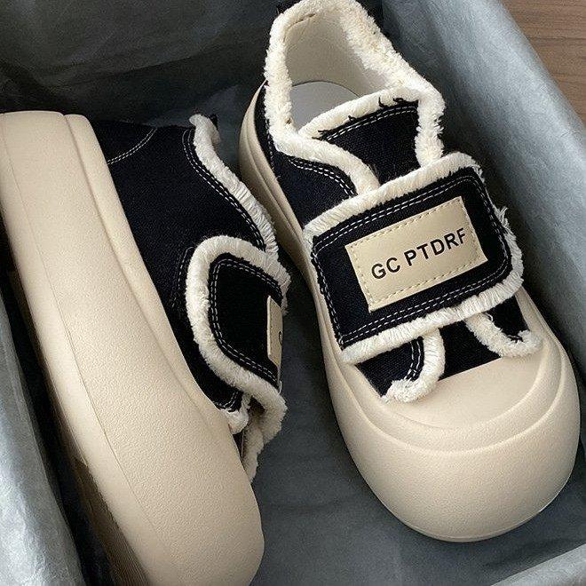 Plateau-Casual-Pumps Damen Frühling/Sommer Neue Klettverschluss Weiße Schuhe Mode Sport Leicht zu Kombinieren Modische Damenschuhe 40 von Joom DACH