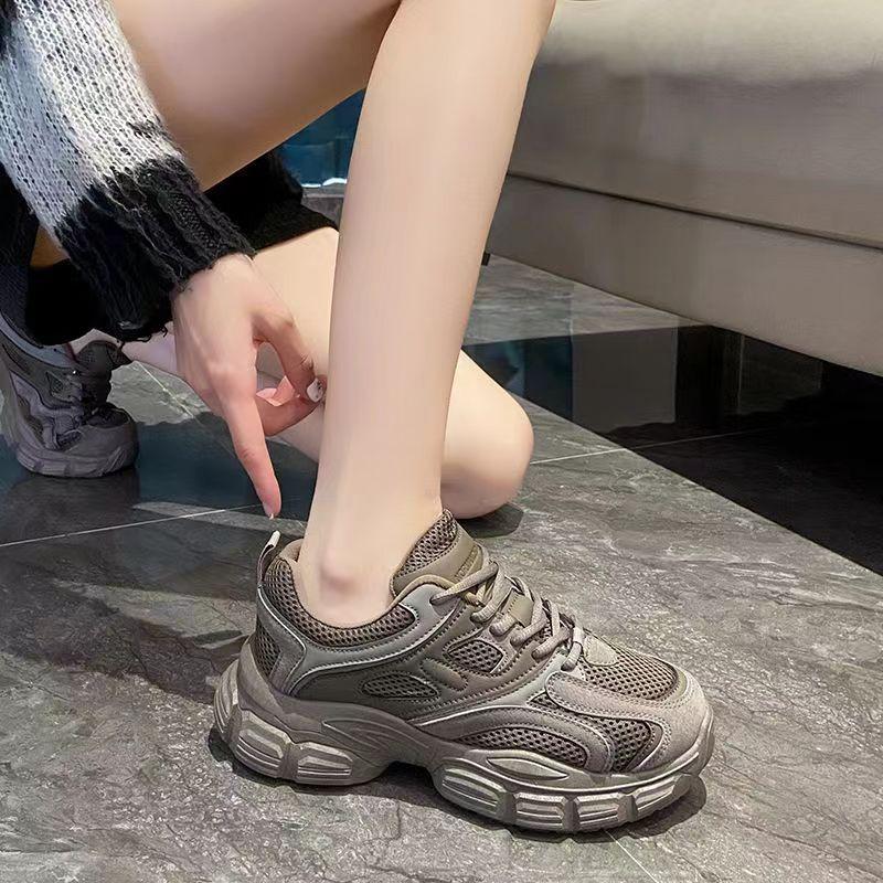 Plateau Dad Schuhe Damen Frühling und Herbst Neu Allround Nicht müde Füße Weiche Sohle Leichte Trainings-Laufschuhe Höhenerhöhende Damenschuhe 40 von Joom DACH