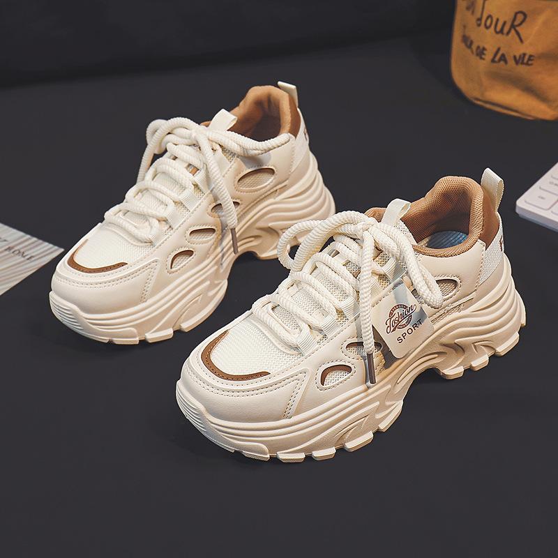 Plateau Dad Schuhe Damen Frühling und Herbst Neu Mesh Atmungsaktiv Dünn Studenten All-Matching und Leichter Lässiger Sneaker Mode 40 beige von Joom DACH