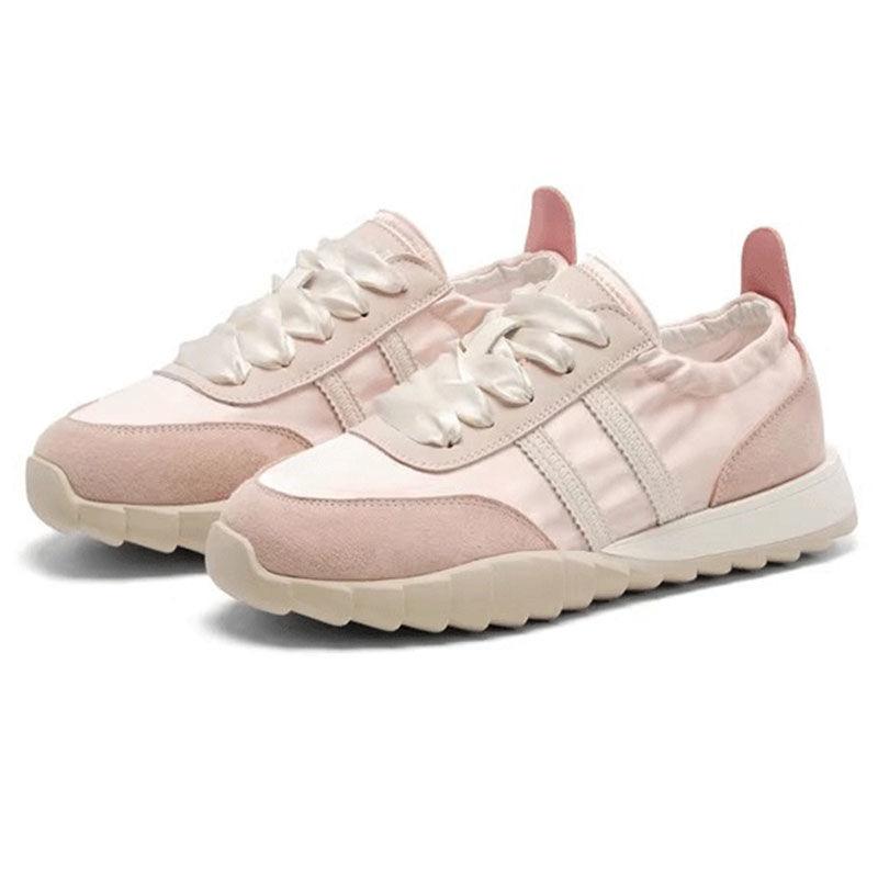 Plateau Lässige Kleine Weiße Schuhe Damen Sommer Neu Vielseitig Runde Spitze Brotschuhe Schnürschuhe Board-Schuhe 40 rosa von Joom DACH