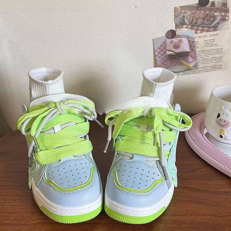 Plateau Lässige Kleine Weiße Schuhe Damen Sommer Neu Vielseitig Runde Spitze Brotschuhe Schnürschuhe Board-Schuhe 40 von Joom DACH