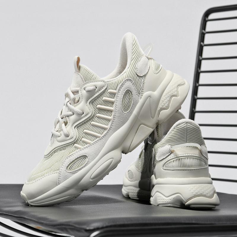 Plateau-Laufschuhe aus echtem Leder für Herren und Damen, leichte, bequeme Jogging-Sportschuhe aus Mesh, Pendler-Wanderschuhe, Sneaker 44 von Joom DACH