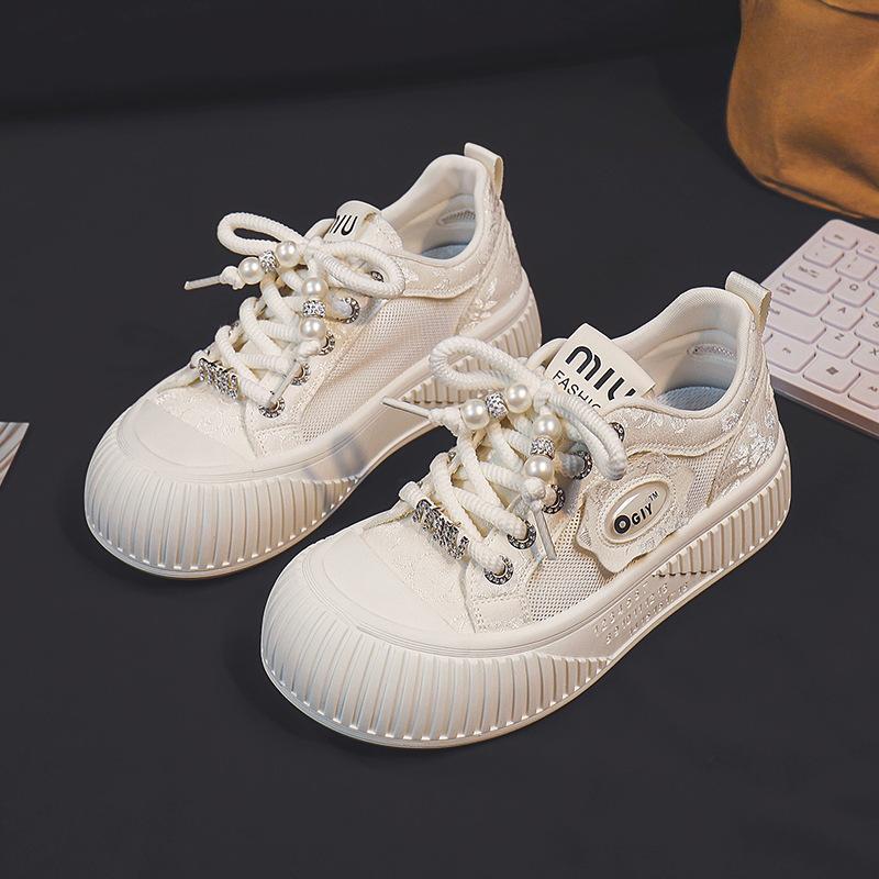 Plateau Mesh Schuhe Damen Mesh Atmungsaktiv Weiße Schuhe Neu Sommer Dünn Studenten Sportlich Lässig Board Schuhe Kinder 40 beige von Joom DACH