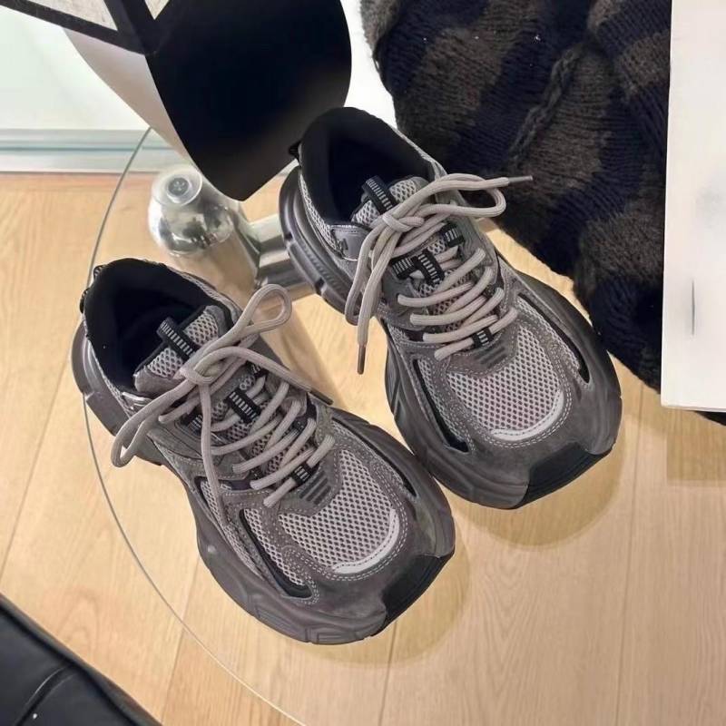 Plateau-Papa-Schuhe für Damen, neue Frühlings- und Herbstschuhe für Damen, zeigen ihre Füße, kleine und vielseitige Retro-Freizeitsportschuhe 36 graue von Joom DACH