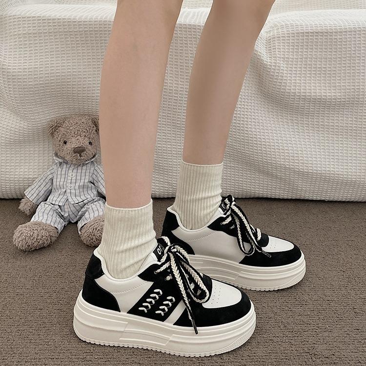 Plateau Weiße Schuhe Damen Frühling und Herbst Neue Studenten Lässig Vielseitig Sport Muffin Board Schuhe 40 schwarz von Joom DACH