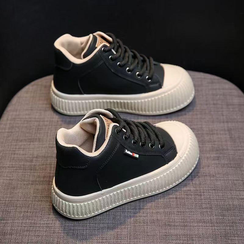 Plateau Weiße Schuhe Damen Neu Frühling und Herbst High-Top Damenschuhe Sport und Freizeit Keksform Schuhe Wilde Stiefel 40 von Joom DACH