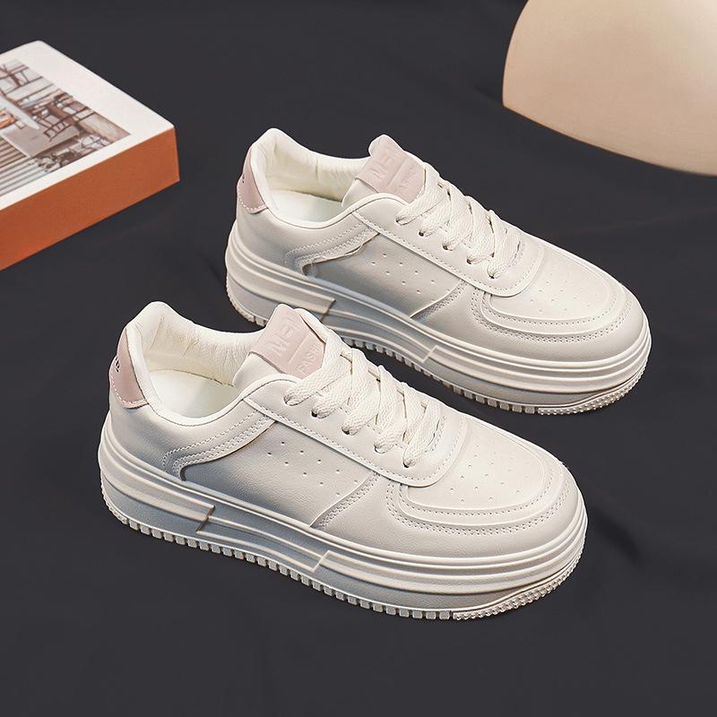 Plateau Weiße Schuhe Damenschuhe Frühling und Herbst Neue Schuhe Vielseitige Muffin Mädchen Sneaker Bequeme Weiße Board Schuhe 40 beige von Joom DACH