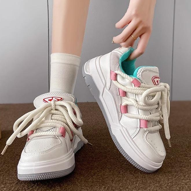 Plateau-weiße Schuhe für Damen im Frühjahr und Herbst im Hong Kong-Stil, neue vielseitige Freizeitsportschuhe, Nischen-Board-Schuhe 40 rosa von Joom DACH