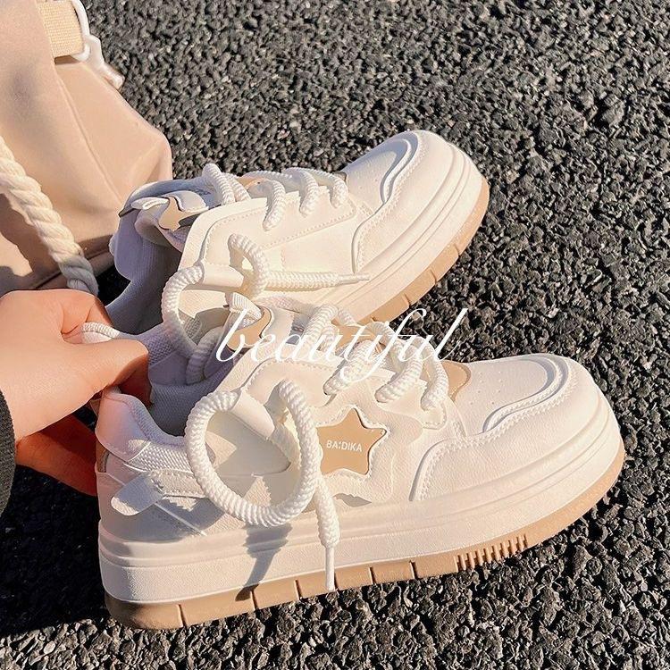 Plateauschuhe Kleine Weiße Schuhe Damen Frühling und Herbst Neue Vielseitige Schuhe Kinder Board Schuhe Student Sportschuhe 40 von Joom DACH