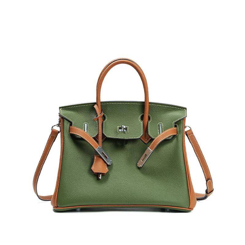 Platin Große Kapazität Echtes Leder Schultertasche - Vielseitige High-End Handtasche für Frauen und Büroangestellte von Joom DACH