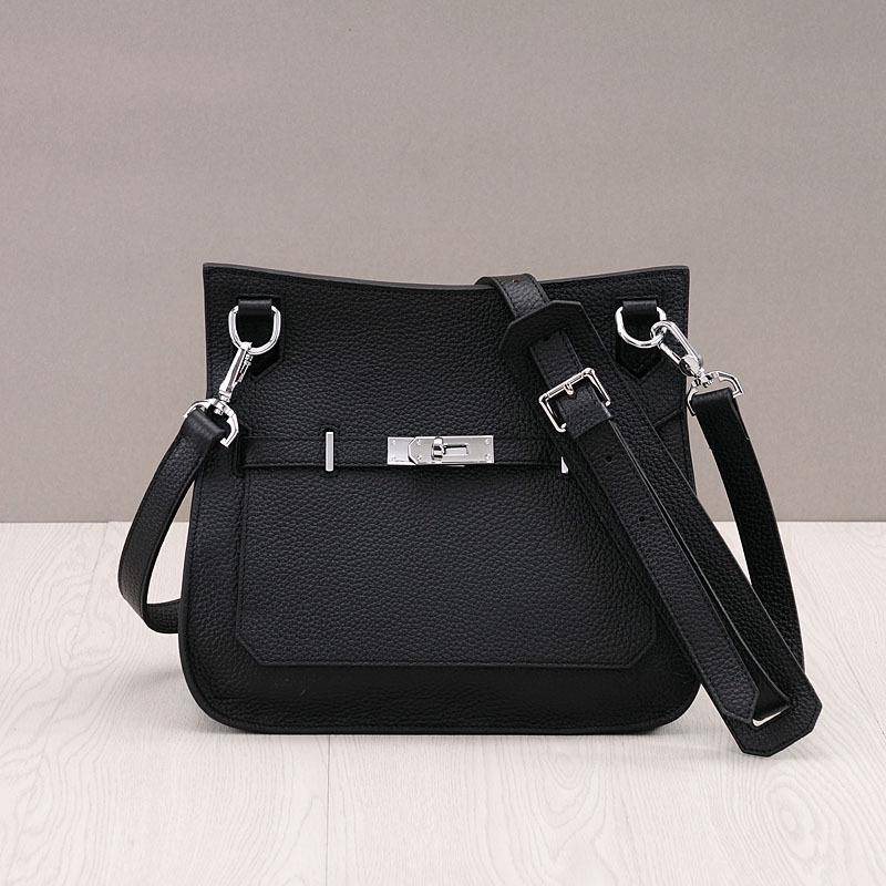 Platinum Lock Bag aus echtem Leder – Schulter- und Messenger-Stil aus Rindsleder mit Litschi-Narbung von Joom DACH