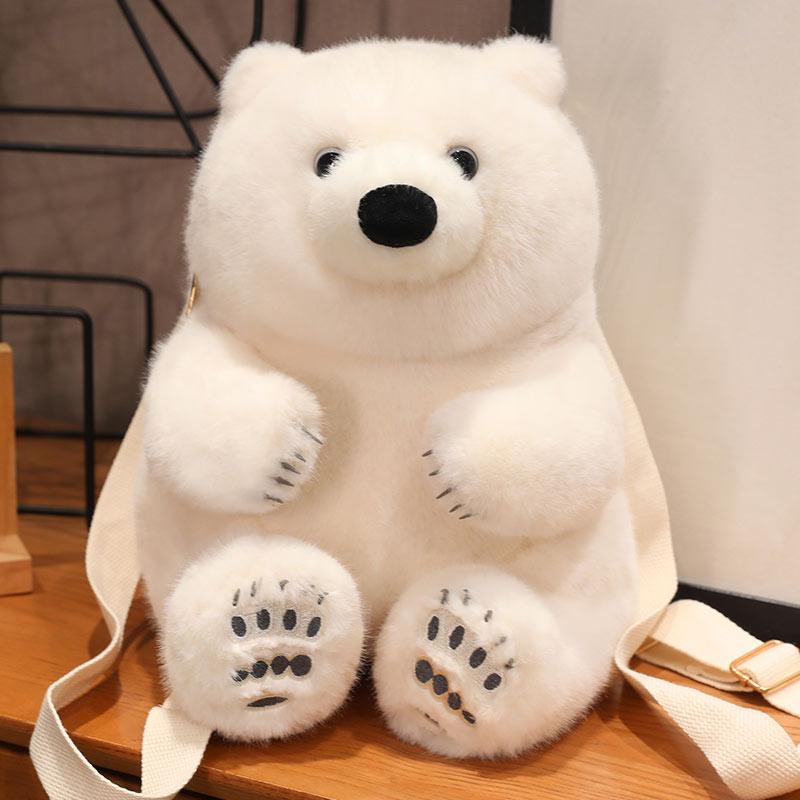 Plüsch-Eisbär-Puppe, mollig, süßes Stofftier, Spielzeug für Mädchen, Plüsch-Rucksack, Freundin, Geschenk, Eisbär-Spielzeug für Kinder 23cm von Joom DACH