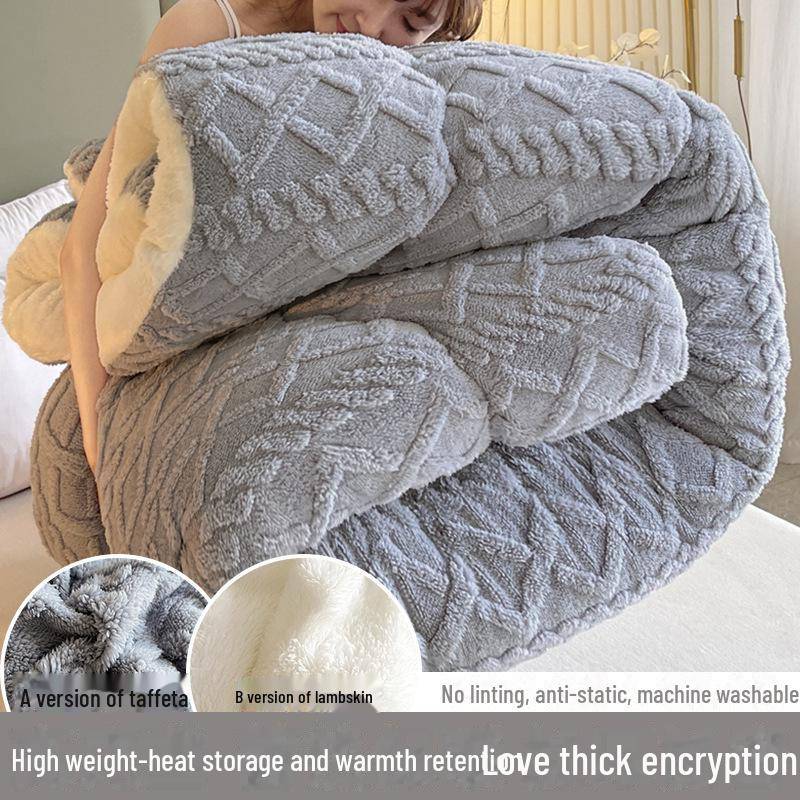 Plüschige Winterdecke aus Samttaft mit Lammfell für Schlafsäle und Wohnungen 220x240cm approx. 10 jin von Joom DACH