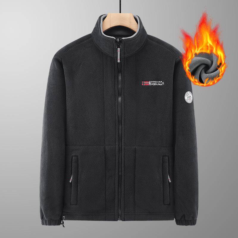 Plüschige und verdickte doppelseitige Fleecejacke für Herren, warme, lässige und lockere Jacke M schwarz Plüschige und verdickte doppelseitige Fleecejacke für Herren, warme, lässige und lockere Jacke M schwarz von Joom DACH