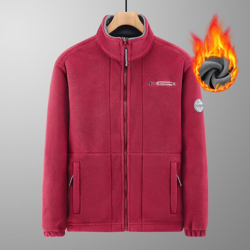 Plüschige und verdickte doppelseitige Fleecejacke für Herren, warme, lässige und lockere Jacke XXXL rot von Joom DACH