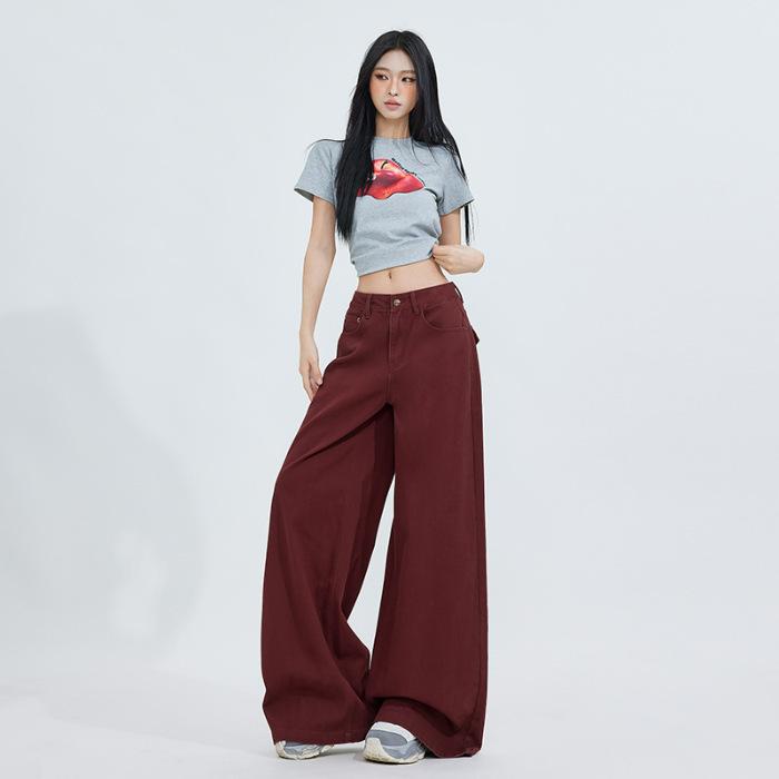 Plüschjeans für Damen mit Schlagjeans für Damen mit Schlagjeans für Damen mit Schlaghosen für Damen mit lockerer Taille und Taille XL von Joom DACH