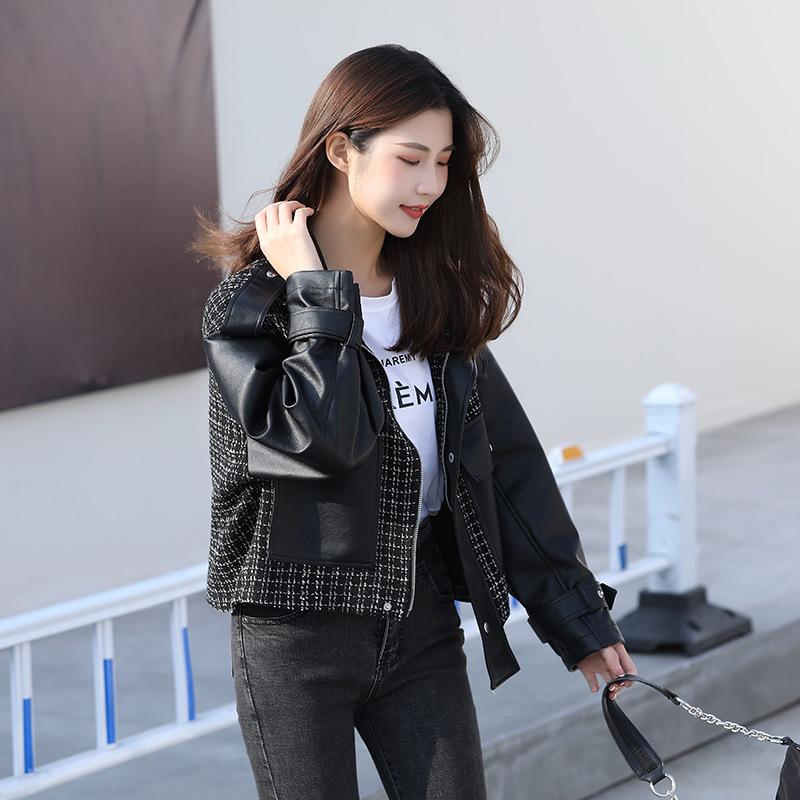 Plüschleder Damen Kurzmantel Damen Kurzmantel Neue trendige Damen Lederjacke im koreanischen Stil 2XL von Joom DACH