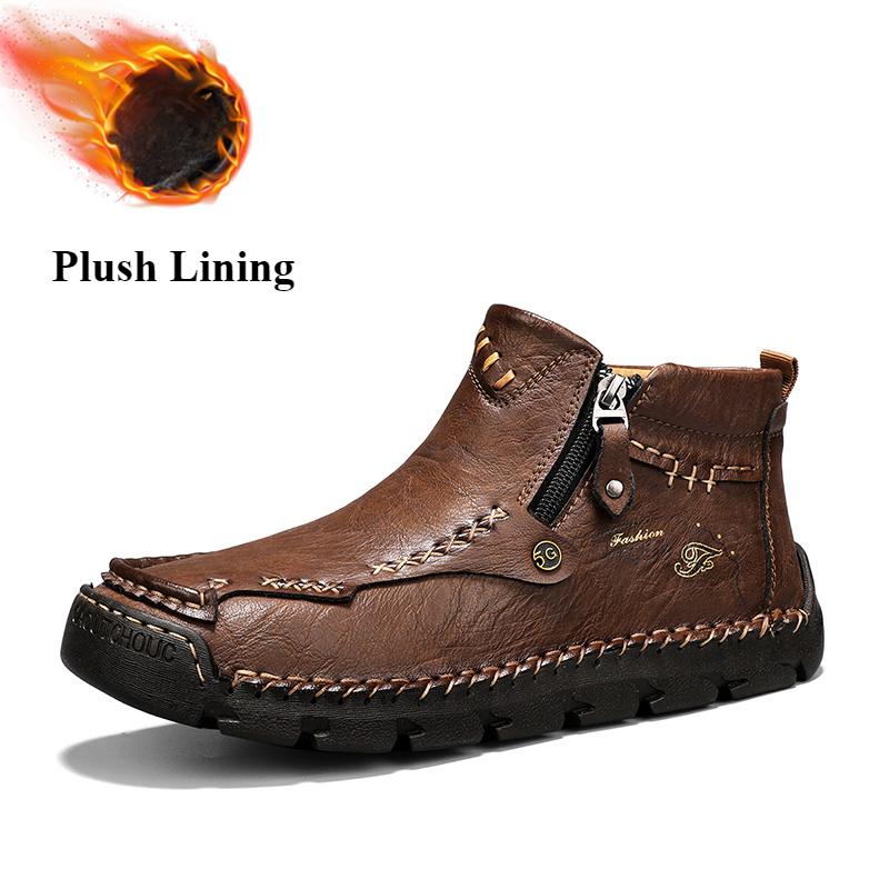 Plus Größe 39-48 Herren Leder Freizeitschuhe Handgefertigte High-Top-Schuhe Freizeitschuhe Herbst und Winter 42 hellbraune von Joom DACH