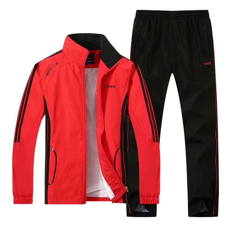 Plus Größe 5XL Polyester Trainingsanzug Männer Sportswear Sporting Set Männer Jacke + Hosen 2PCS XL rot von Joom DACH