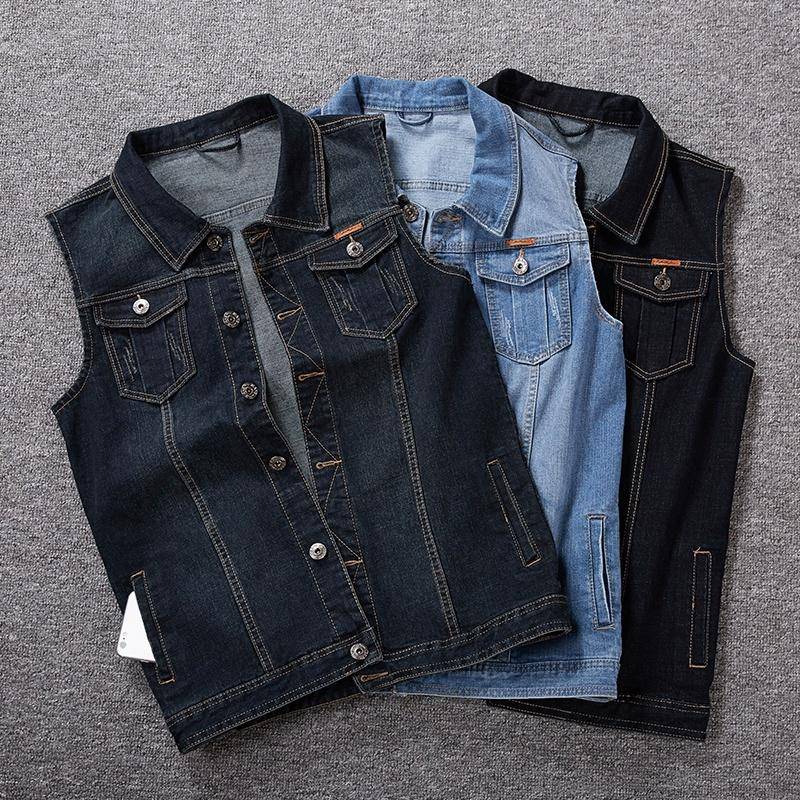 Plus Größe 8XL 7XL 6XL 5XLCotton Jeans Ärmellose Jacke Weste Männer Denim Jeans Weste 8XL schwarz von Joom DACH