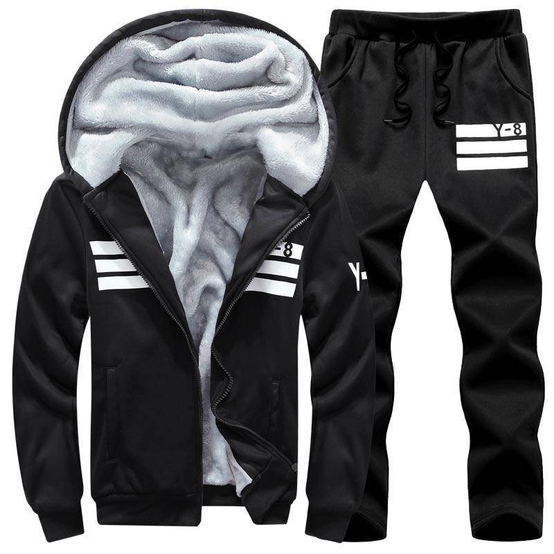 Plus Größe 9xl Winter Trainingsanzug Männer Sweatshirt Sporting Set Fleece Dicke Kapuze Laufen Sportsuit 7XL von Joom DACH