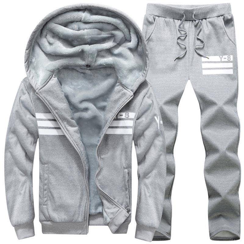 Plus Größe 9xl Winter Trainingsanzug Männer Sweatshirt Sporting Set Fleece Dicke Kapuze Laufen Sportsuit 8XL von Joom DACH