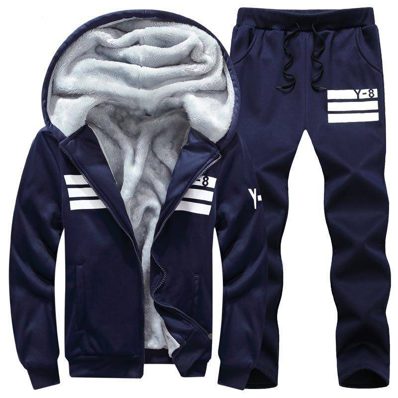 Plus Größe 9xl Winter Trainingsanzug Männer Sweatshirt Sporting Set Fleece Dicke Kapuze Laufen Sportsuit 8XL von Joom DACH